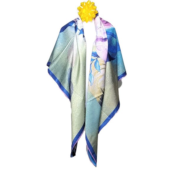 NWT Double Sided Silk Scarf 53"x53" Large Square Shawl Wrap SJJL 3243 - Picture 4 of 10